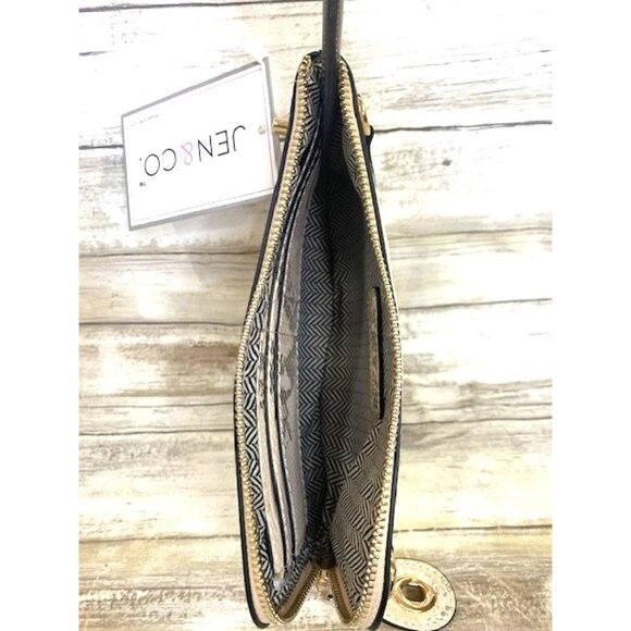 Jen & Co Vegan Leather Peach Color & Snake Print Crossbody Clutch Two straps - Picture 7 of 11